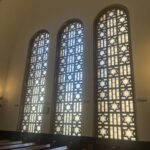 Windows of the Heroes' Temple seen during a Jewish tour in Budapest